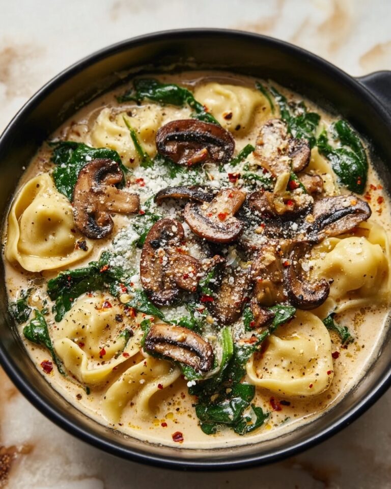 One-Pot Garlic Parmesan Pasta with Spinach and Mushrooms Recipe