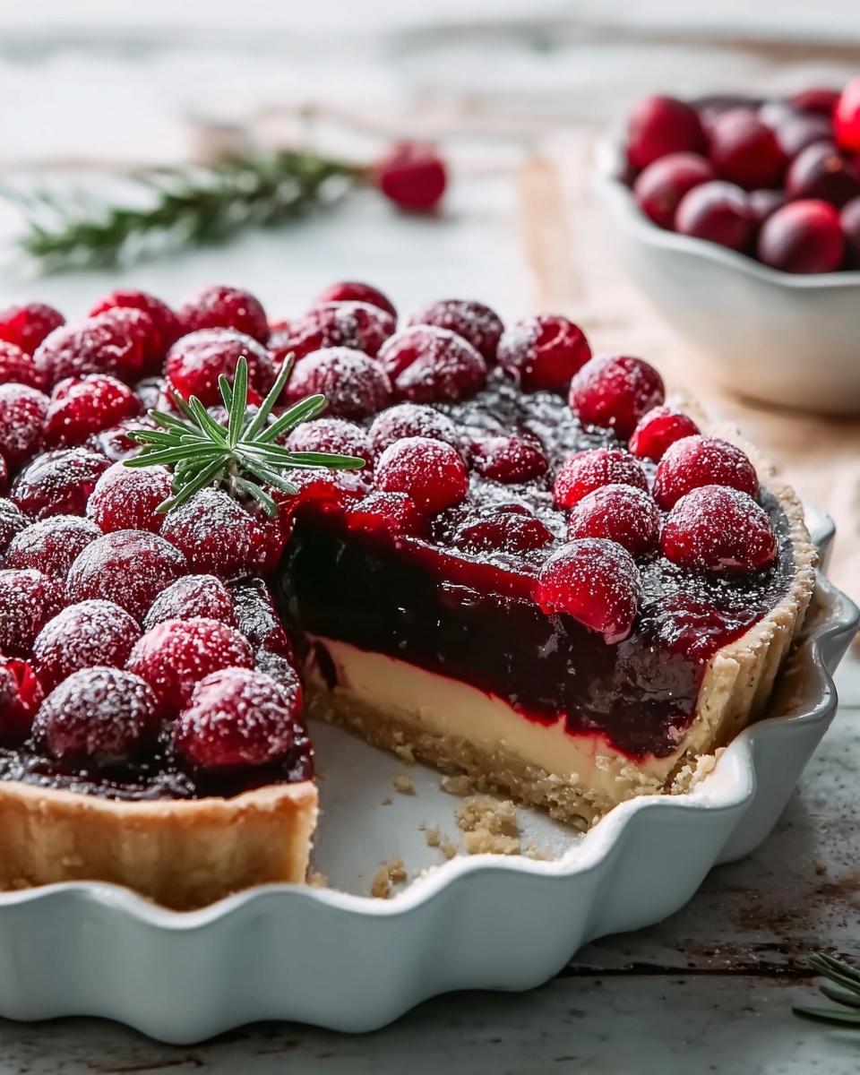 Cranberry-Fudge Pie with Candied Cranberries Recipe - Recipe Image