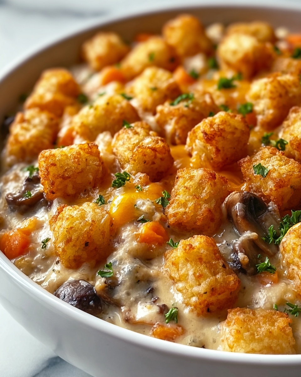 Easy & Delicious Tater Tot Casserole with Cream of Mushroom Soup Recipe - Recipe Image