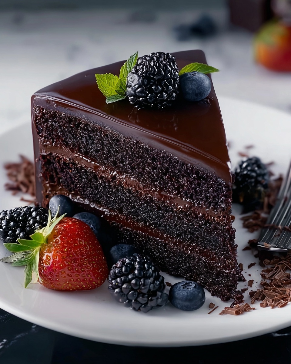 Black Velvet Cake with Blackberry Filling and Chocolate Frosting Recipe - Recipe Image