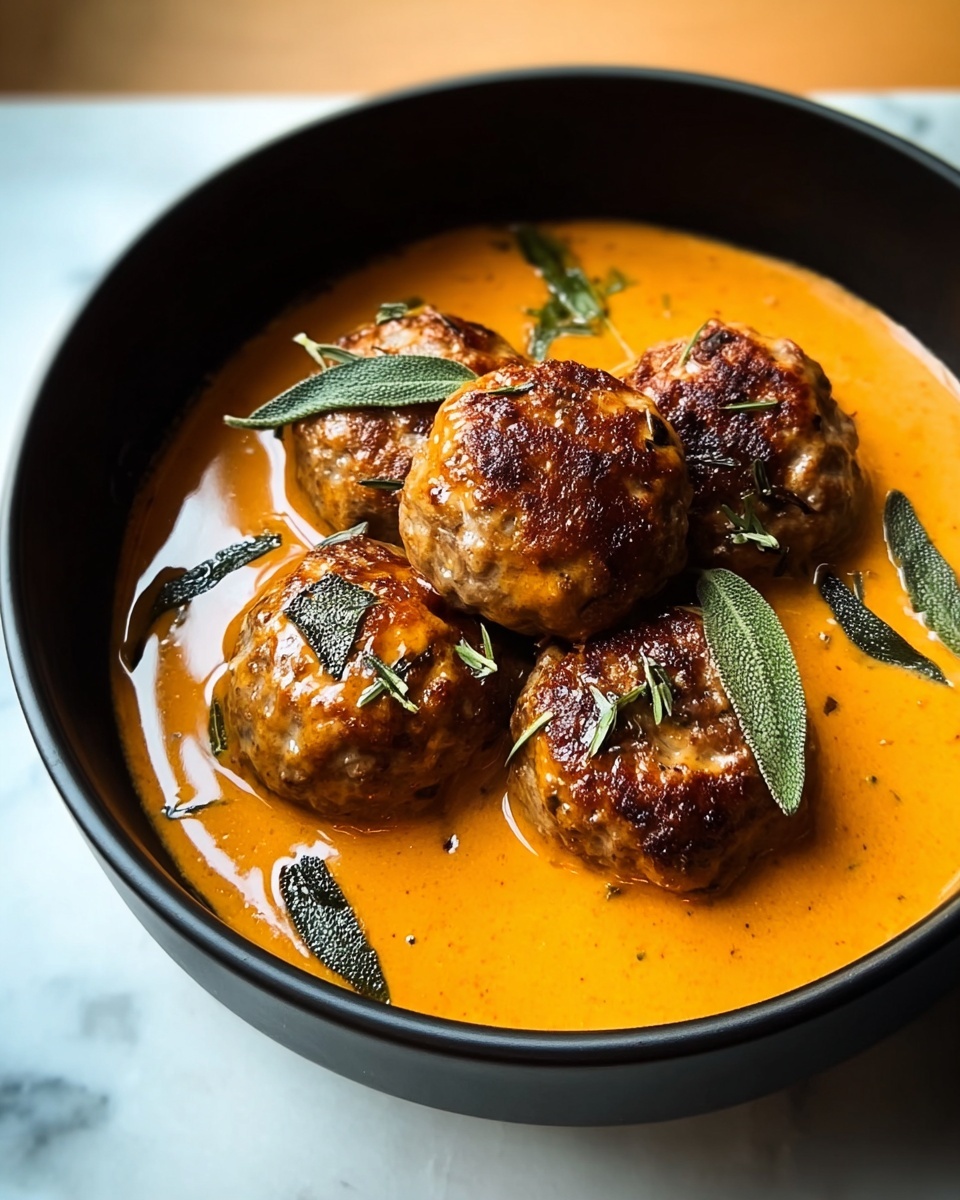 Turkey Meatballs in Pumpkin Sage Sauce Recipe - Recipe Image
