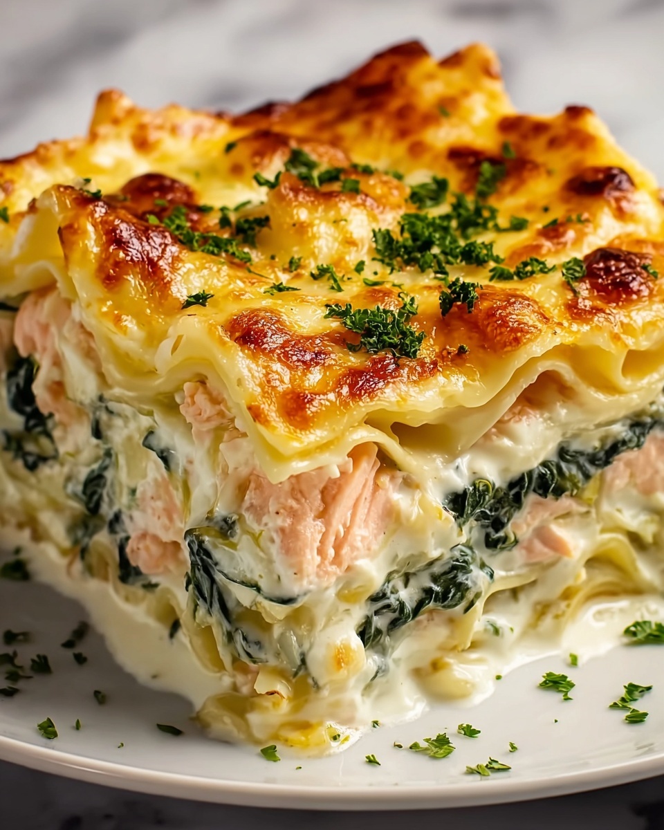 Salmon Spinach Lasagna Recipe - Recipe Image