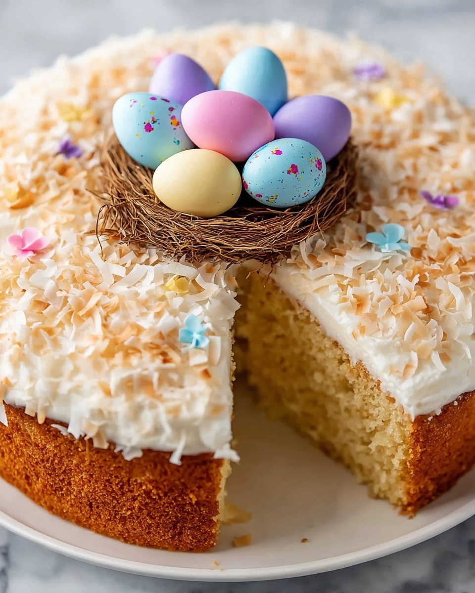 Lemon Coconut Easter Bundt Cake with Chocolate Mini Eggs Recipe - Recipe Image