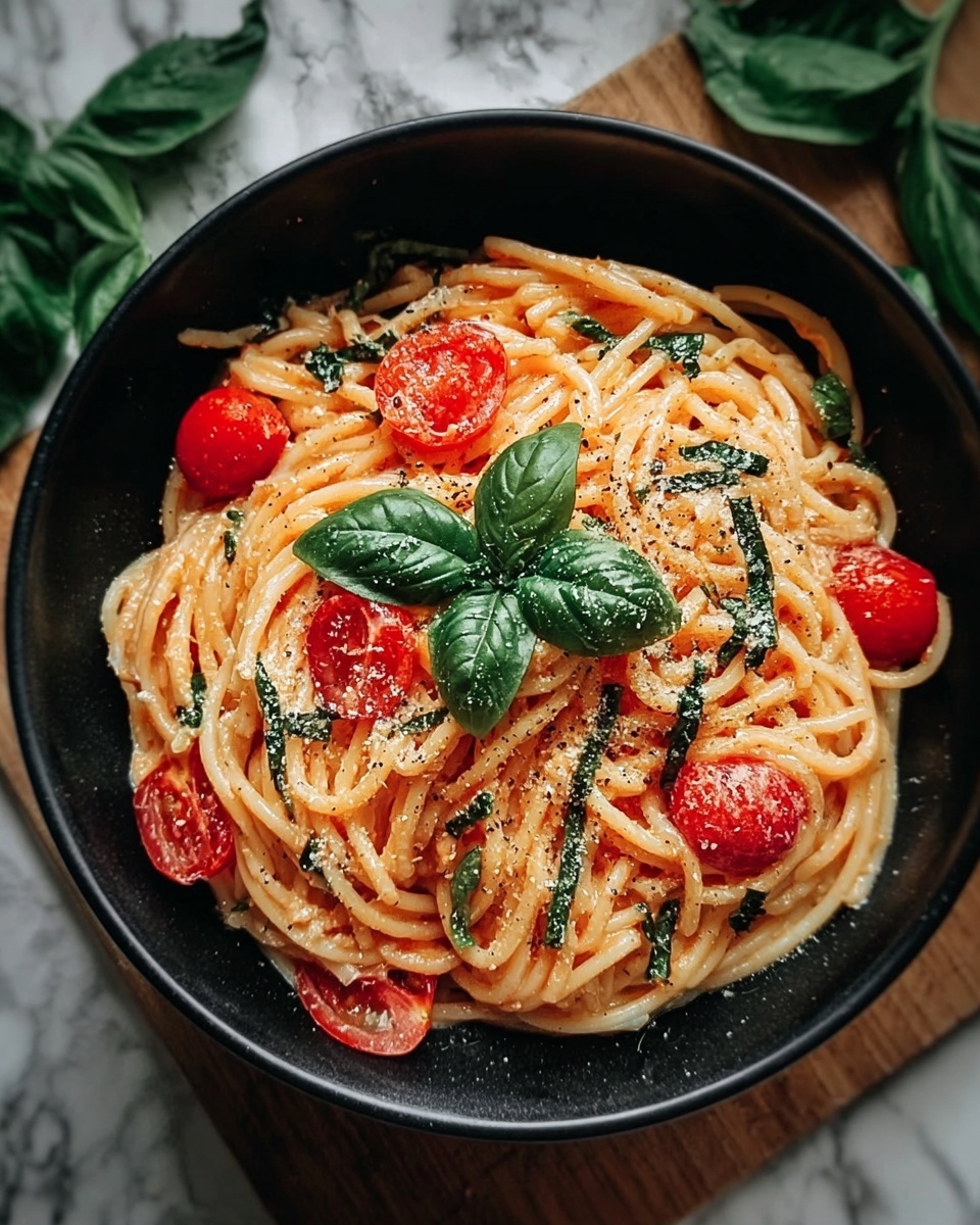 Creamy Basil Tomato Pasta Delight Recipe - Recipe Image
