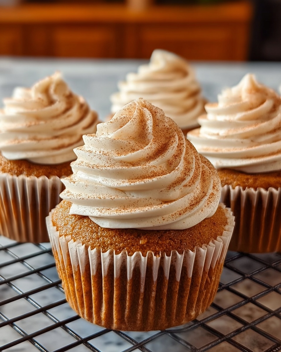 Pumpkin Cupcakes with Cinnamon Cream Cheese Frosting Recipe - Recipe Image