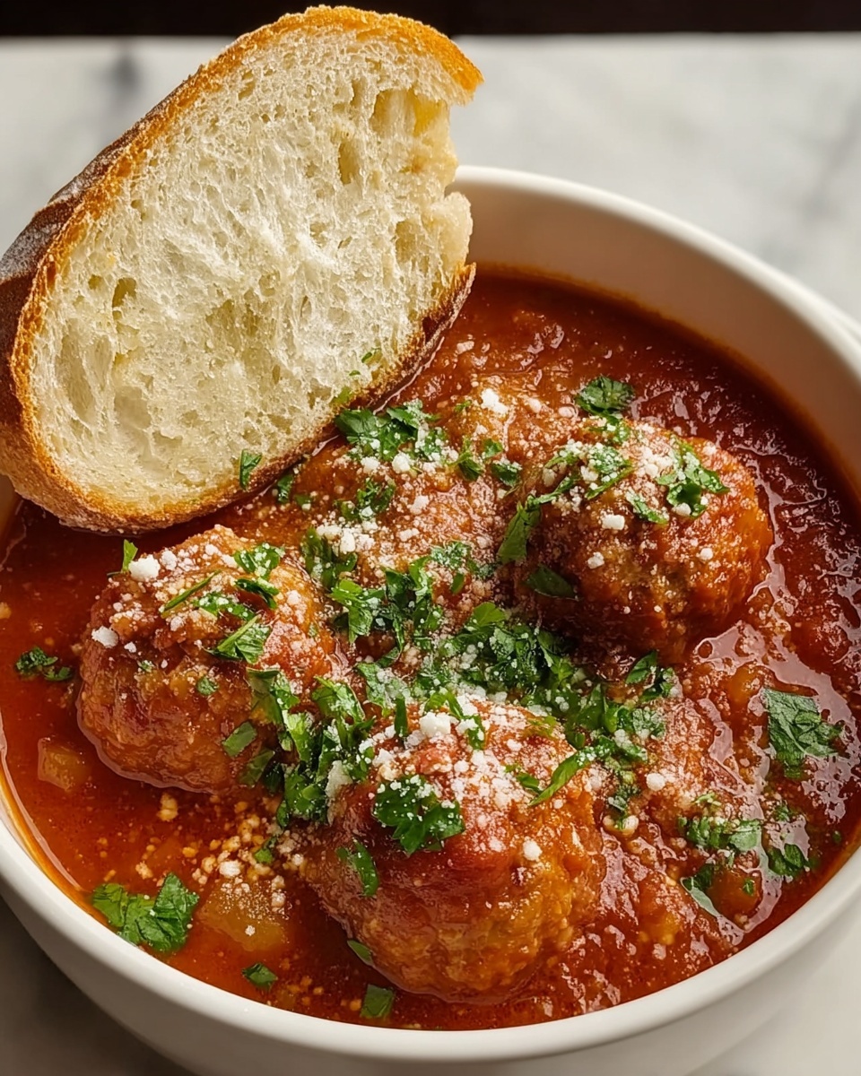 Meatball Sub Soup with Mozzarella and Parmesan Recipe - Recipe Image