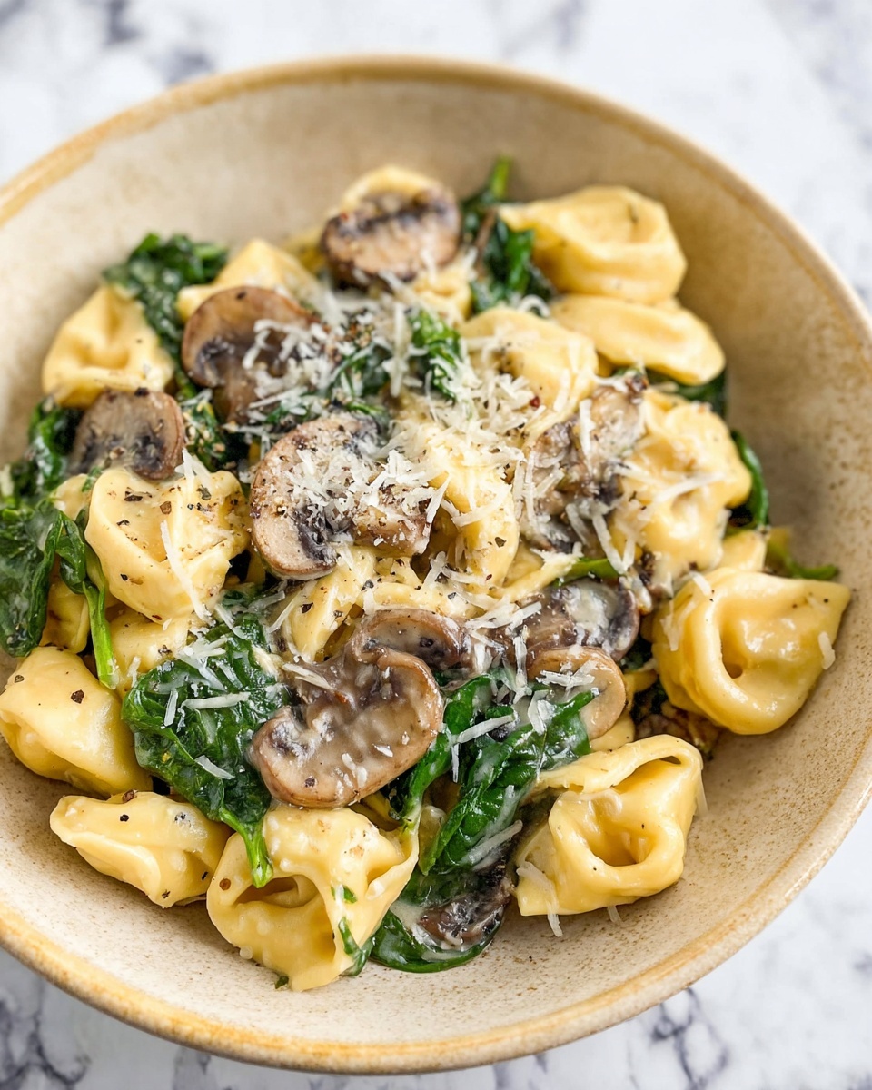 Creamy Spinach and Mushroom Tortellini Recipe - Recipe Image