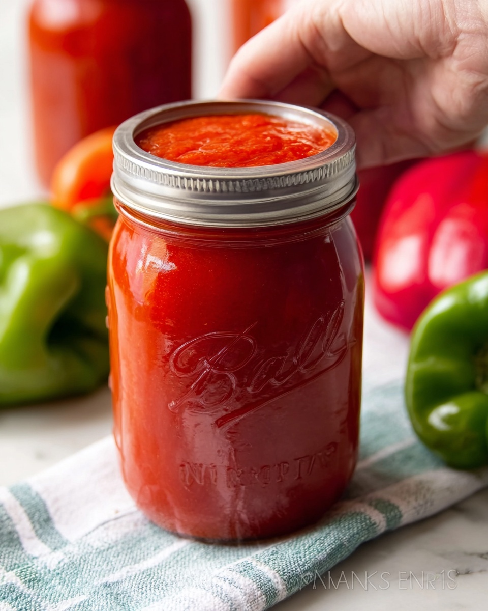 Marinated Canned Red Bell Peppers in Tomato Juice Recipe - Recipe Image