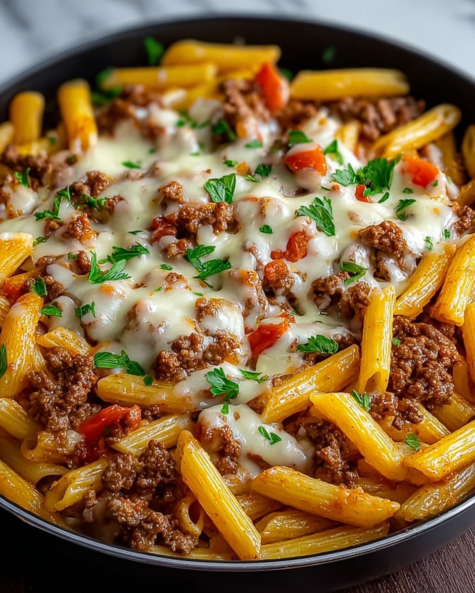 Cheesy Ground Beef Pasta Skillet – A Quick and Delicious One-Pot Meal Recipe - Recipe Image