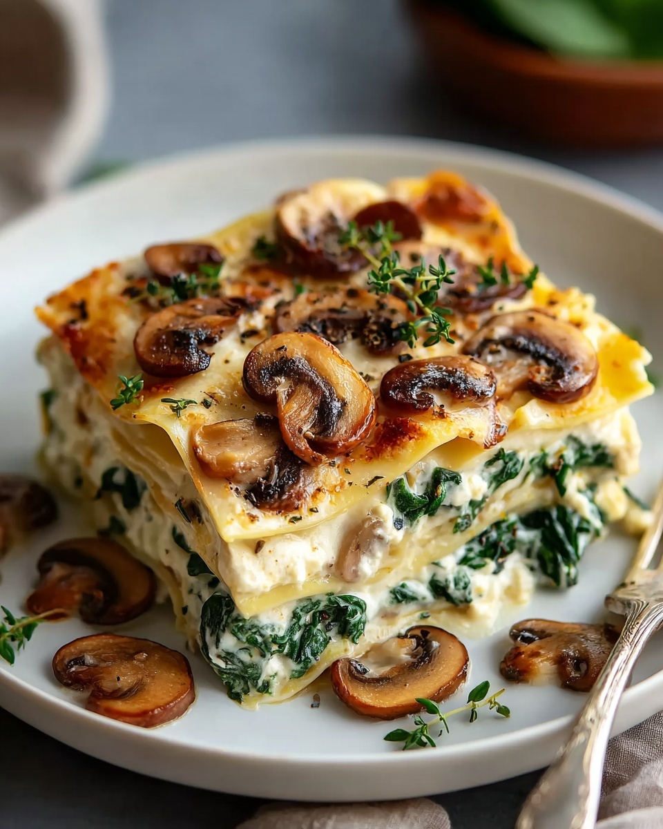 Spinach & Mushroom Lasagna Recipe - Recipe Image