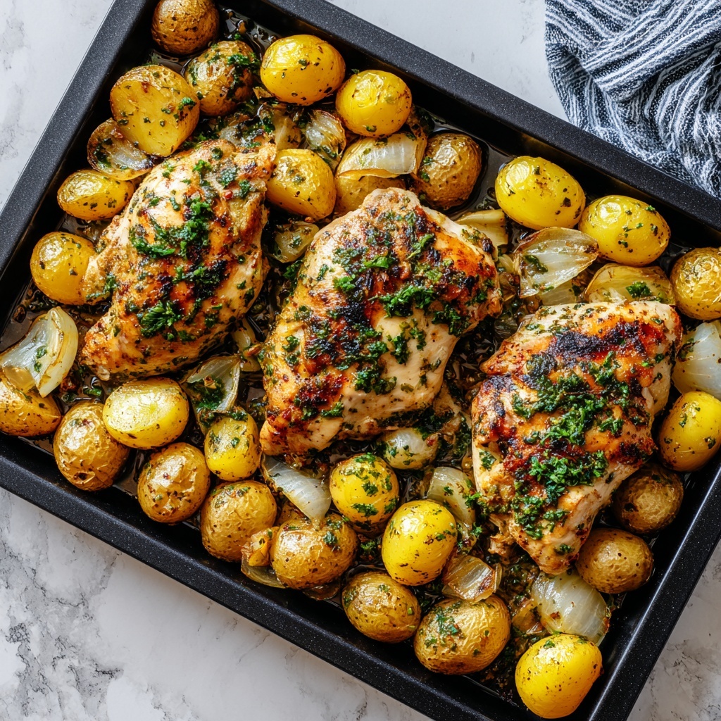 Sheet Pan Chicken and Potatoes with Honey-Garlic Butter Sauce Recipe - Recipe Image