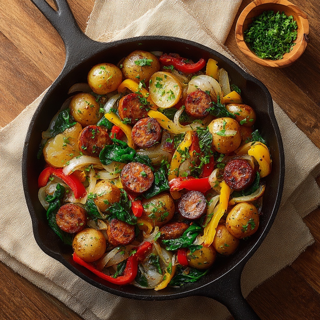 Smoky Sausage & Potatoes Skillet Recipe - Recipe Image