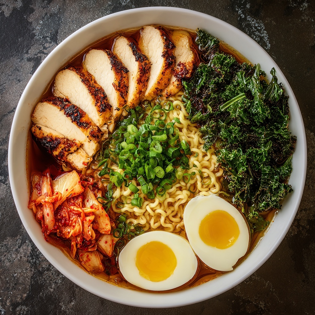 Korean Ramen with Spicy Gochujang Broth and Soft-Boiled Eggs Recipe - Recipe Image