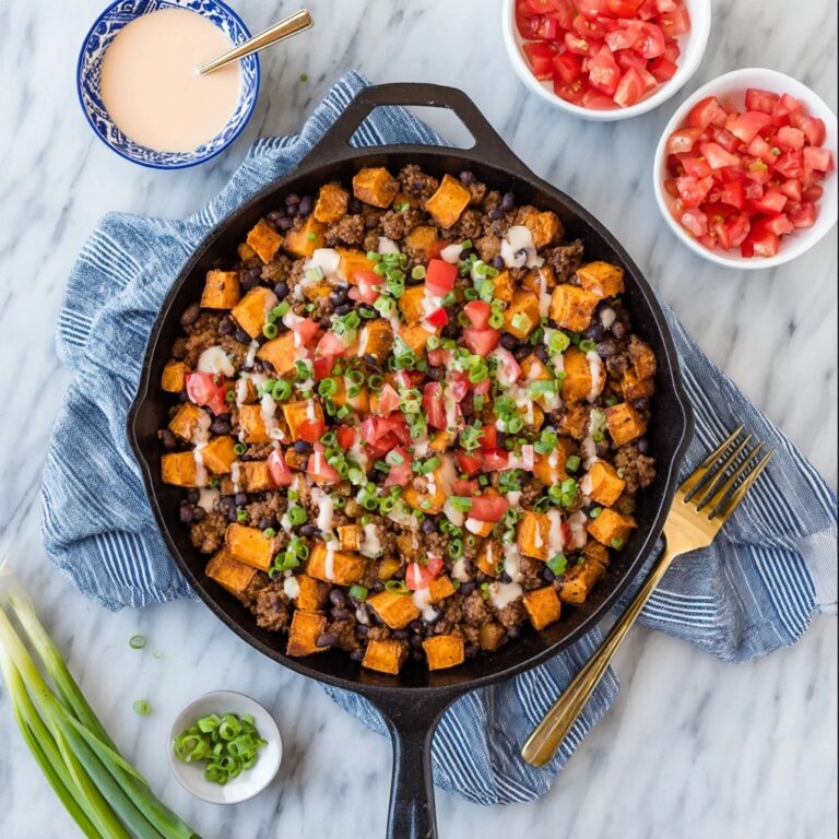 Ground Turkey and Sweet Potato Skillet with Black Beans, Cheddar, and Spicy Salsa Recipe