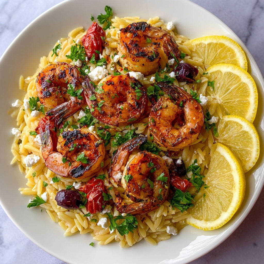 Lemon Feta Orzo with Shrimp, Cherry Tomatoes, and Kalamata Olives Recipe - Recipe Image