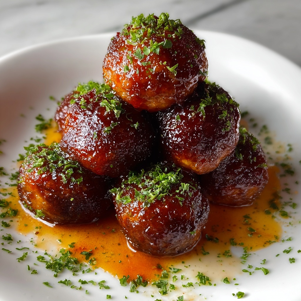 Whiskey Peach BBQ Meatballs Recipe - Recipe Image