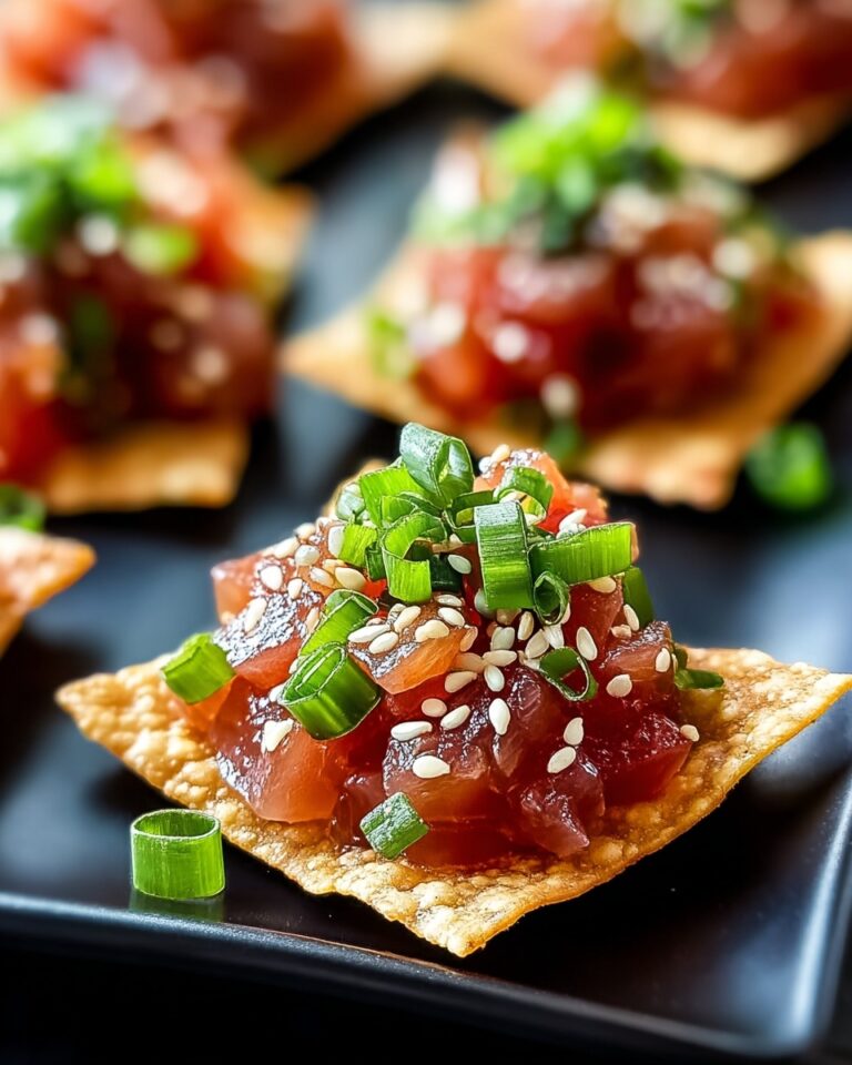 Spicy Tuna Tartare on Crispy Wonton Chips Recipe