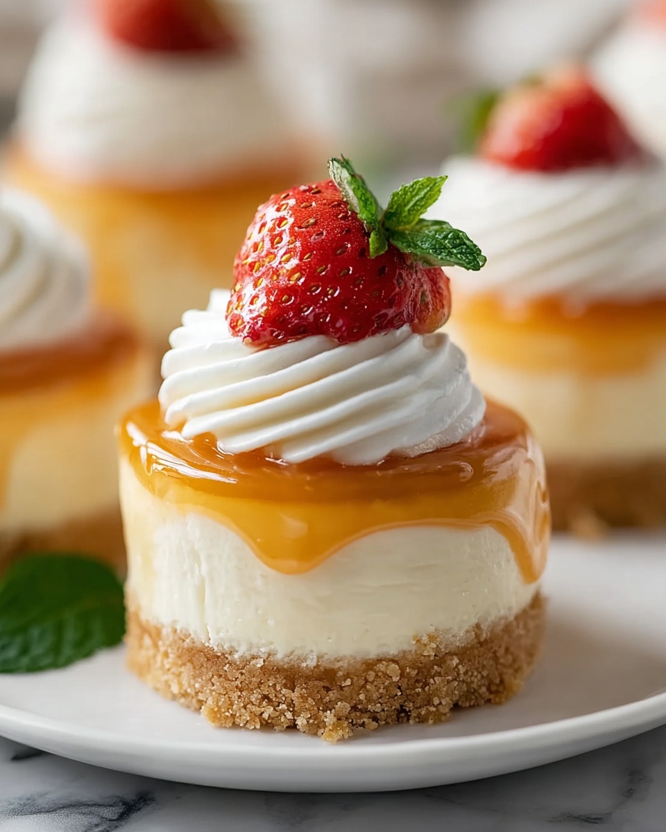 Mini Cheesecakes with Fresh Fruits, Whipped Cream, and Chocolate Ganache Recipe - Recipe Image