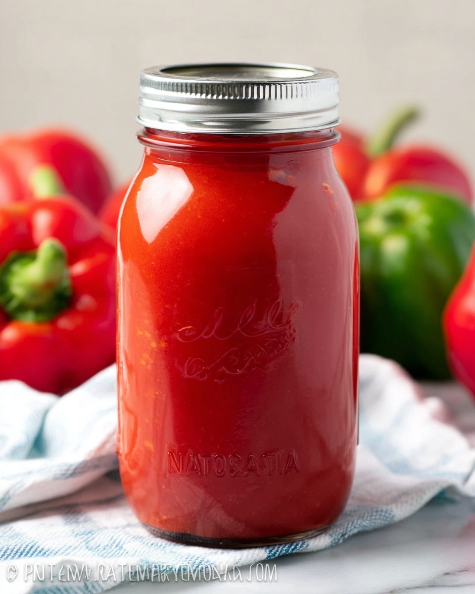 Marinated Canned Red Bell Peppers in Tomato Juice Recipe - Recipe Image