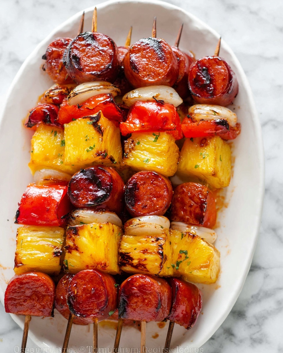 Grilled Pineapple Sausage Kabobs Recipe - Recipe Image