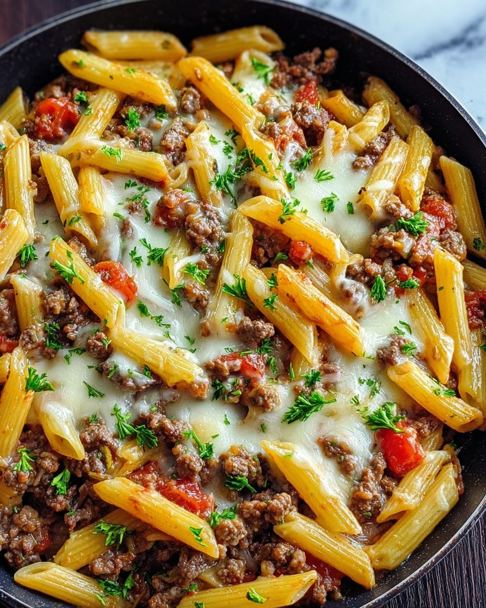 Cheesy Ground Beef Pasta Skillet – A Quick and Delicious One-Pot Meal Recipe - Recipe Image