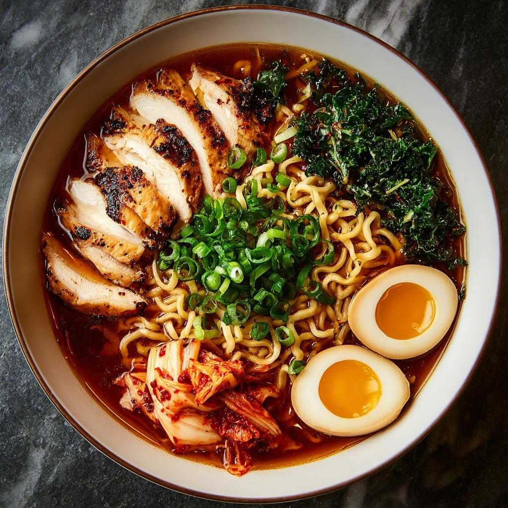 Korean Ramen with Spicy Gochujang Broth and Soft-Boiled Eggs Recipe - Recipe Image