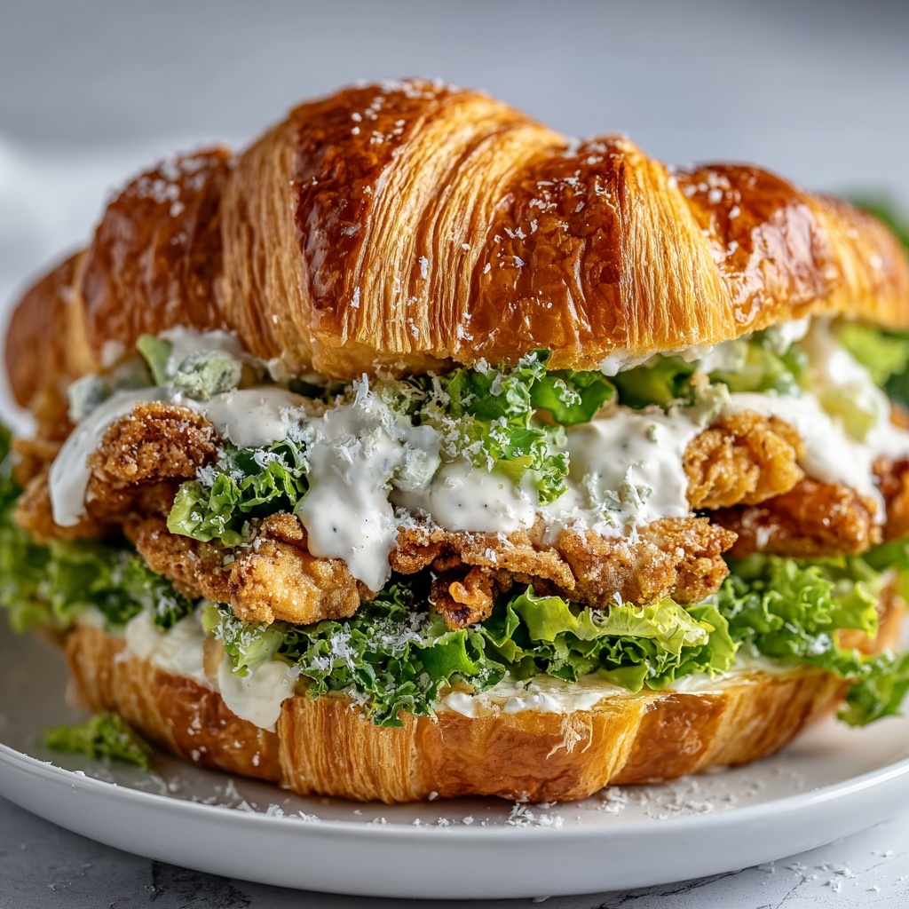 Crispy Chicken Caesar Salad Croissant Sandwich Recipe - Recipe Image