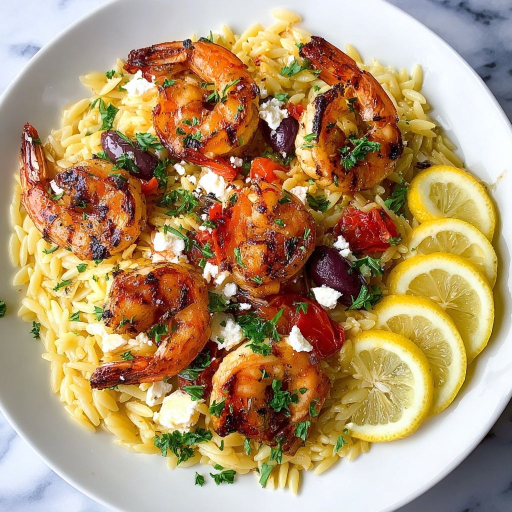 Lemon Feta Orzo with Shrimp, Cherry Tomatoes, and Kalamata Olives Recipe - Recipe Image