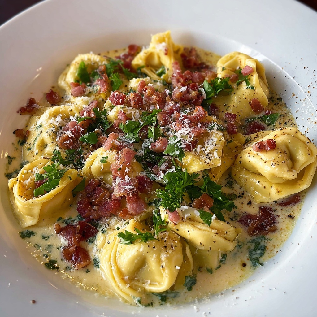 Creamy Tortellini Carbonara Recipe - Recipe Image