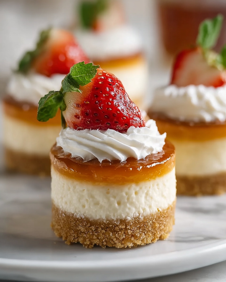 Mini Cheesecakes with Fresh Fruits, Whipped Cream, and Chocolate Ganache Recipe - Recipe Image