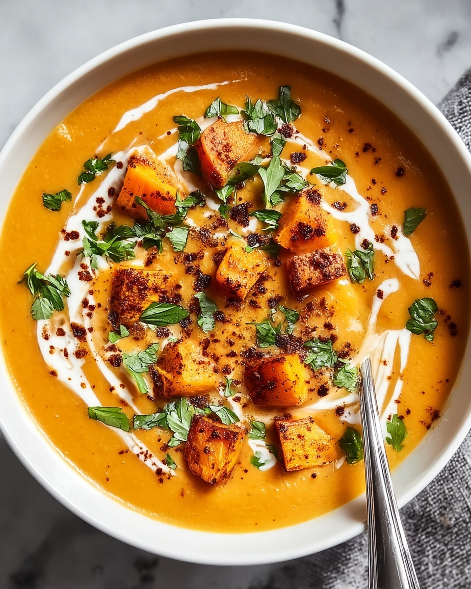 Spicy Butternut Squash and Sweet Potato Soup Recipe - Recipe Image