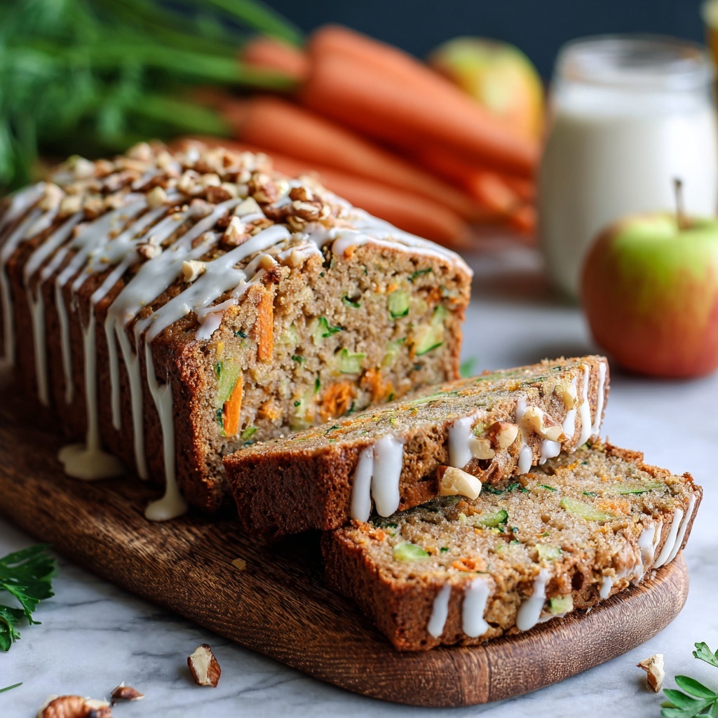 Carrot Apple Zucchini Bread with Cream Cheese Glaze Recipe - Recipe Image
