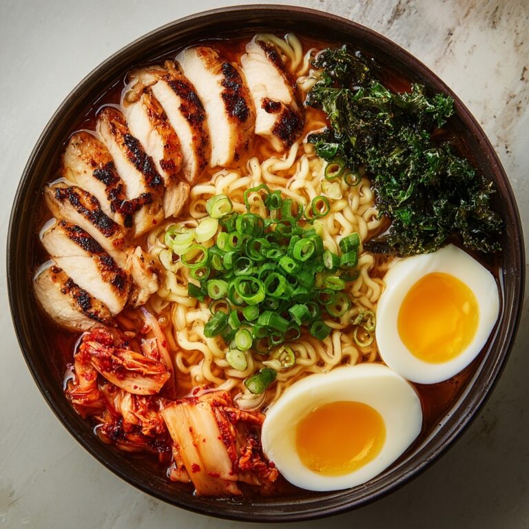 Korean Ramen with Spicy Gochujang Broth and Soft-Boiled Eggs Recipe