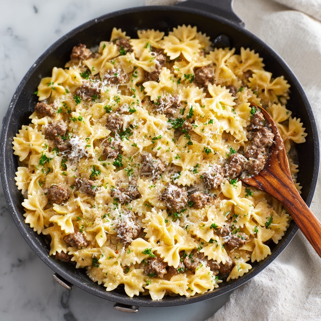 Creamy Beef and Bowtie Pasta Recipe - Recipe Image