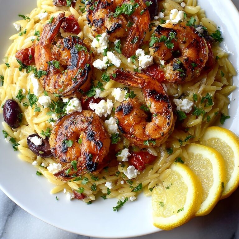 Lemon Feta Orzo with Shrimp, Cherry Tomatoes, and Kalamata Olives Recipe