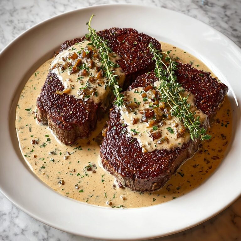 Steak with Haunted Bourbon Garlic Cream Sauce Recipe