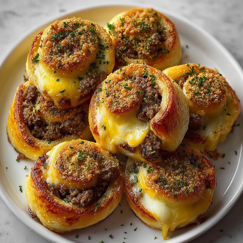 Garlic Butter Cheeseburger Rollups Recipe - Recipe Image