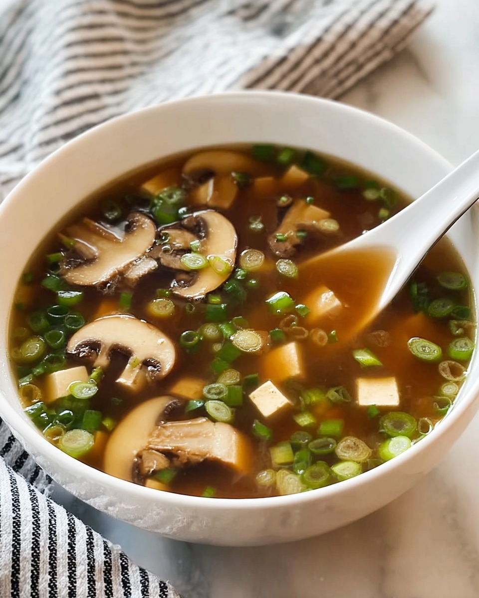 Japanese Clear Soup with Tofu and Mushrooms Recipe - Recipe Image