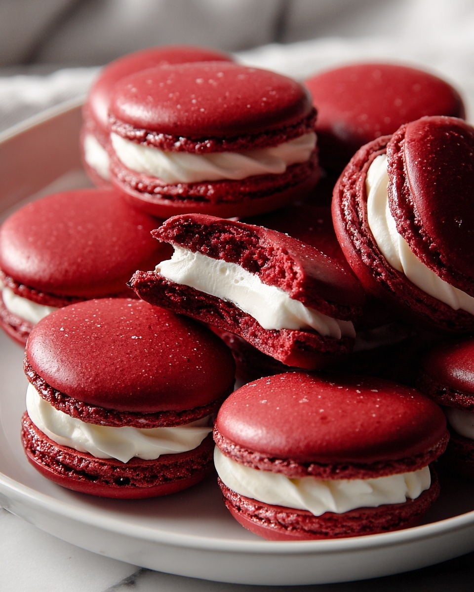 Red Velvet Macarons with Mascarpone Filling Recipe - Recipe Image