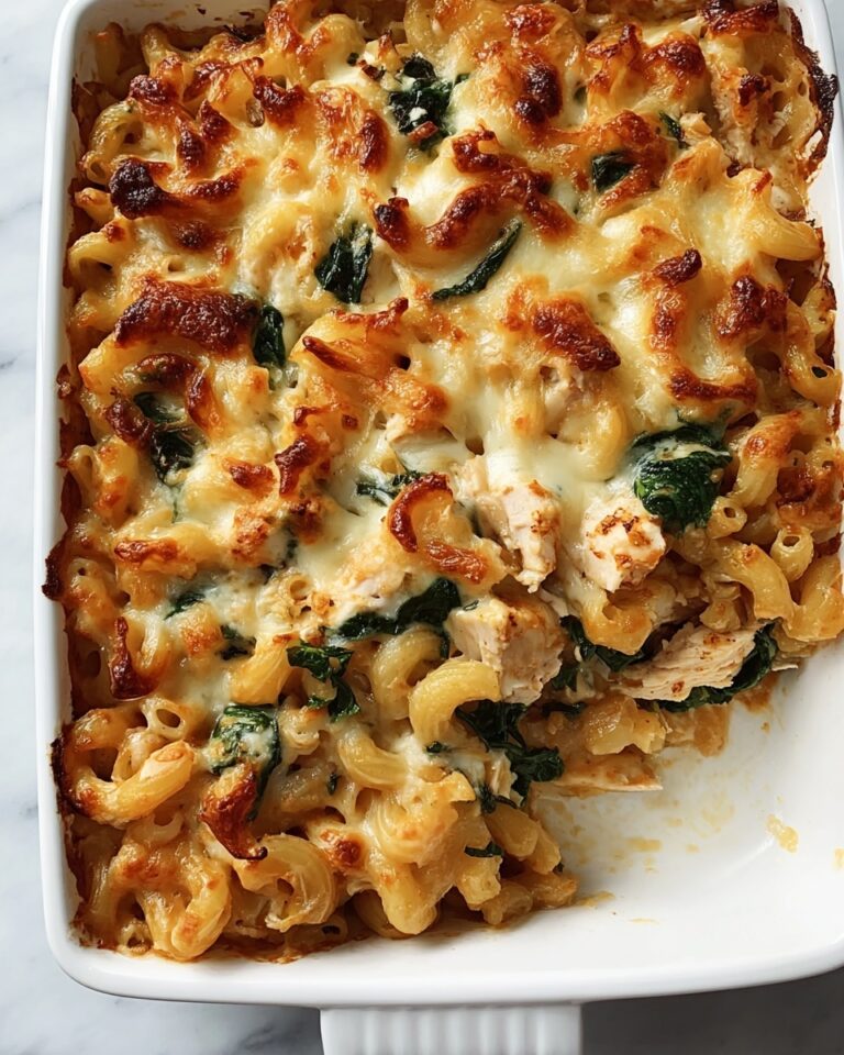 Creamy Cheesy Spinach Chicken Pasta Bake Recipe