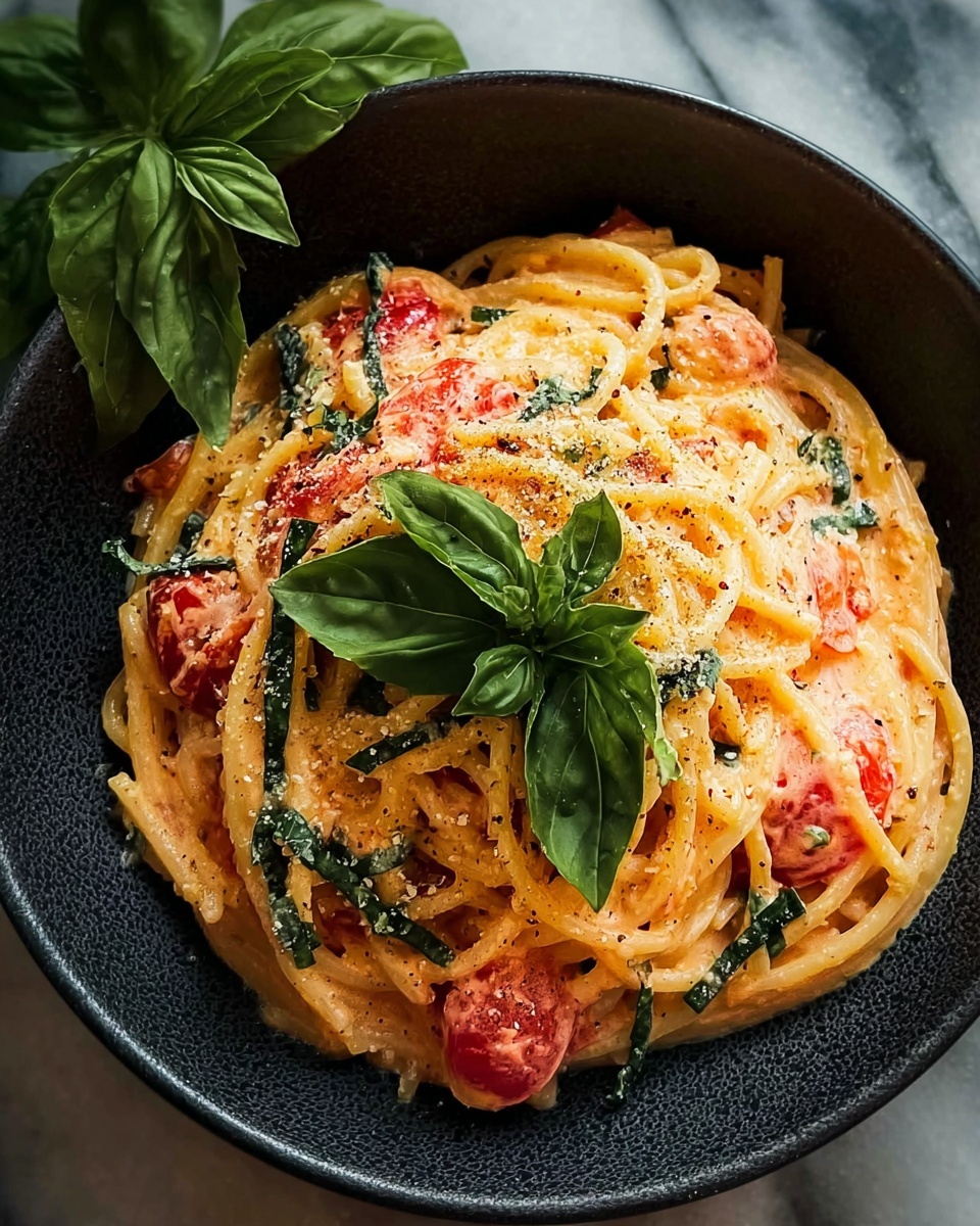 Creamy Basil Tomato Pasta Delight Recipe - Recipe Image
