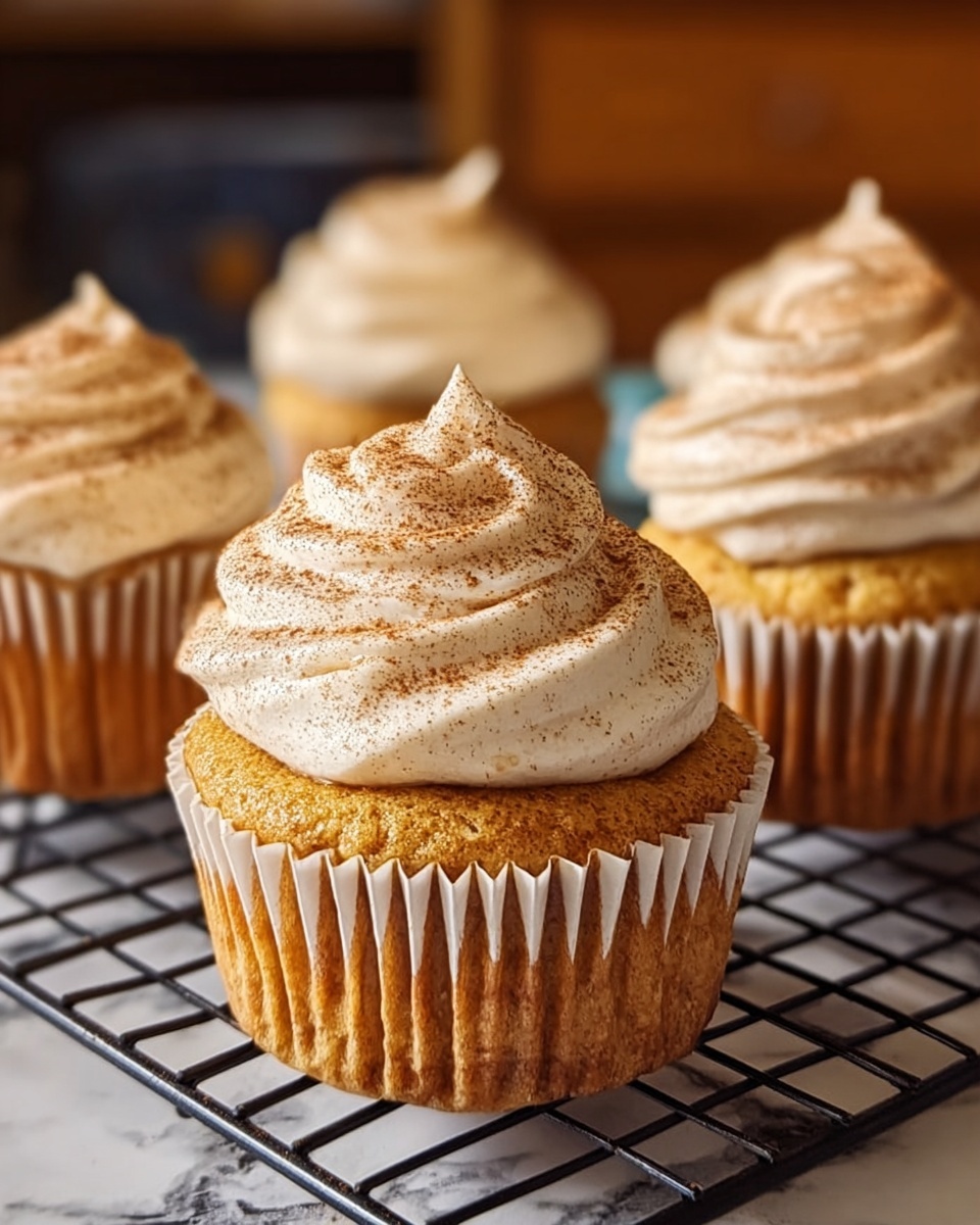 Pumpkin Cupcakes with Cinnamon Cream Cheese Frosting Recipe - Recipe Image