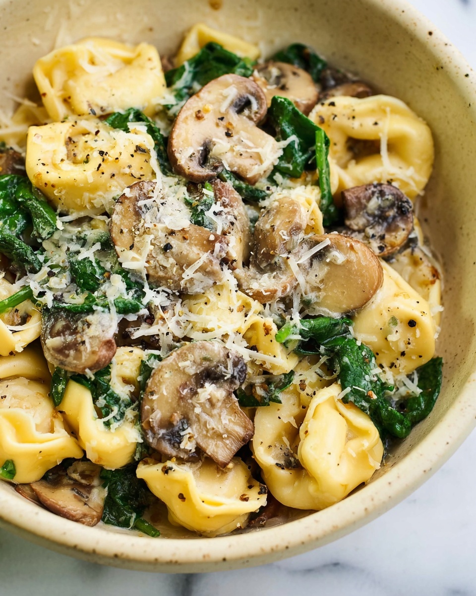 Creamy Spinach and Mushroom Tortellini Recipe - Recipe Image