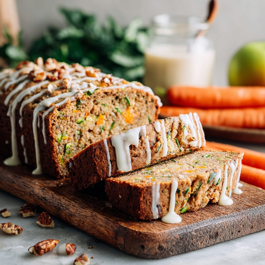 Carrot Apple Zucchini Bread with Cream Cheese Glaze Recipe - Recipe Image