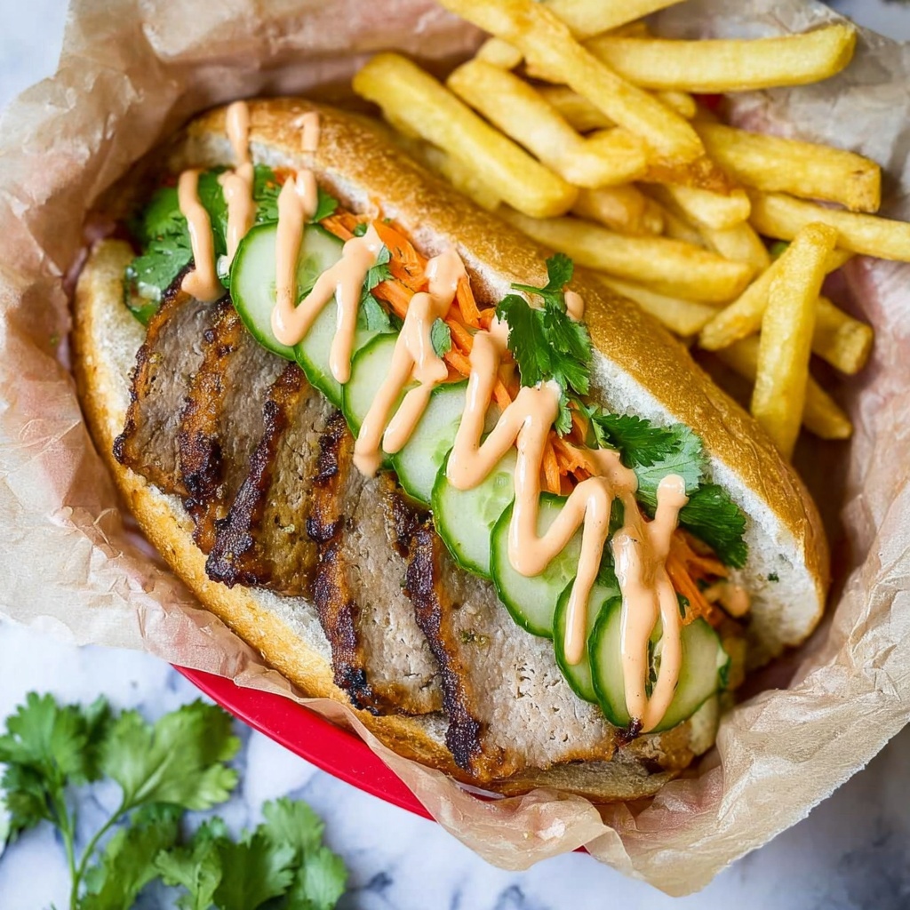 Pork Banh Mi Sandwich with Pickled Vegetables and Spicy Mayonnaise Recipe - Recipe Image