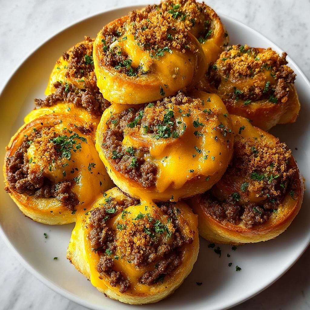 Garlic Butter Cheeseburger Rollups Recipe - Recipe Image