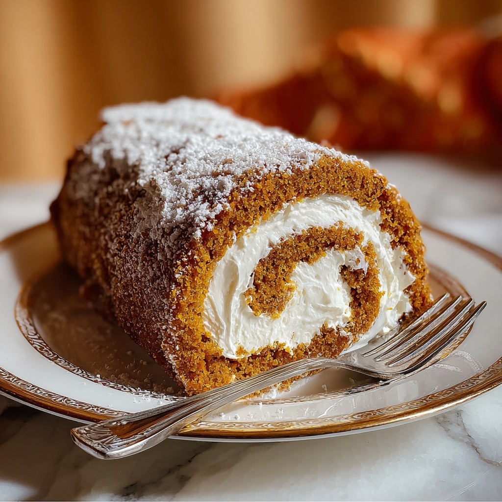 Creamy Pumpkin Spice Roll Cake Recipe - Recipe Image