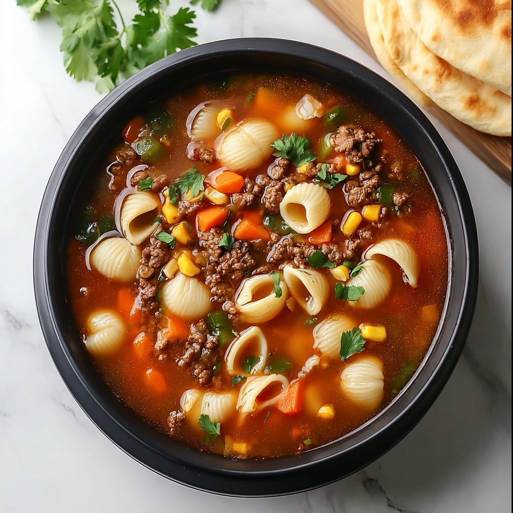 Mexican Shells and Beef Soup Recipe - Recipe Image