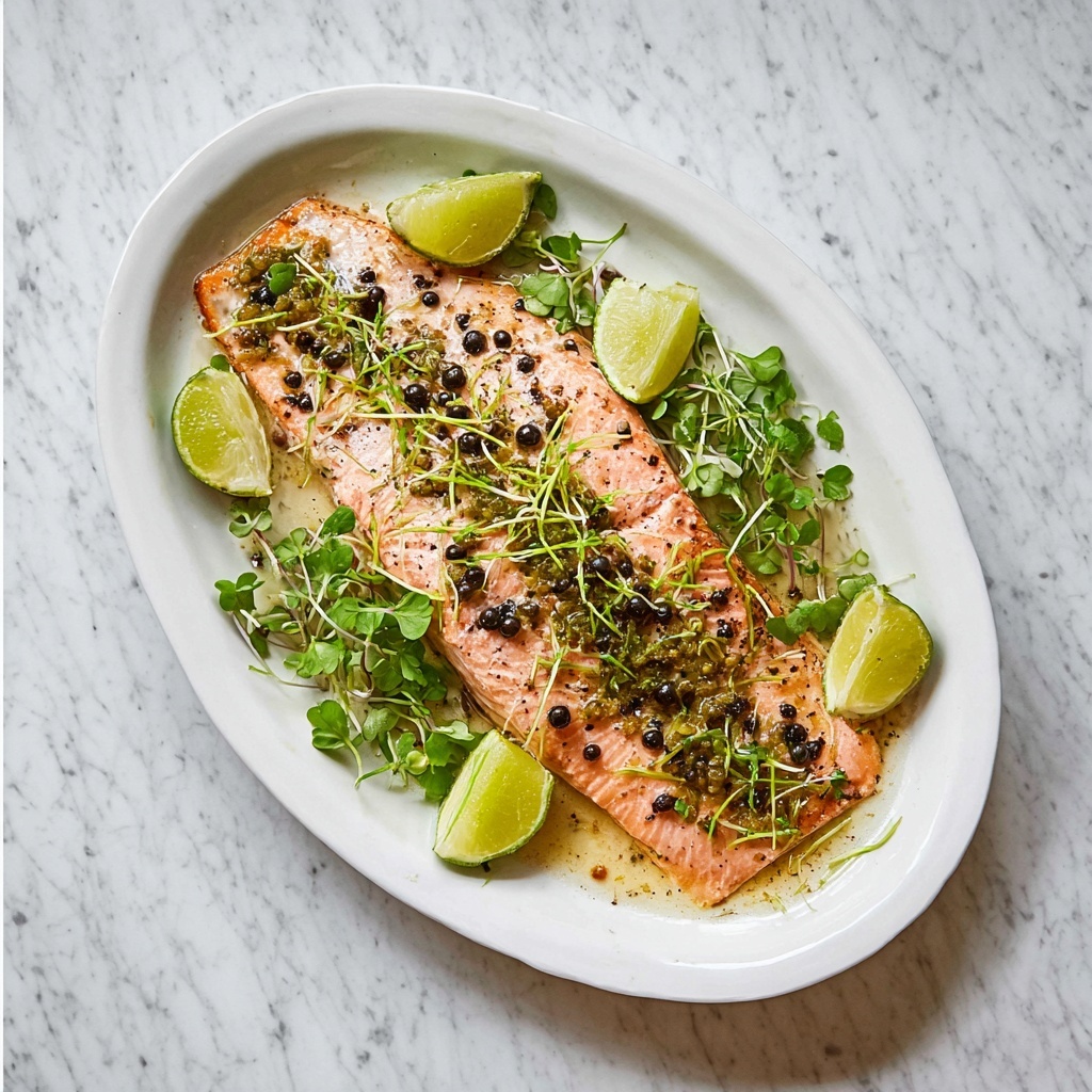 Juniper Berries Lime-Infused Baked Salmon Recipe - Recipe Image
