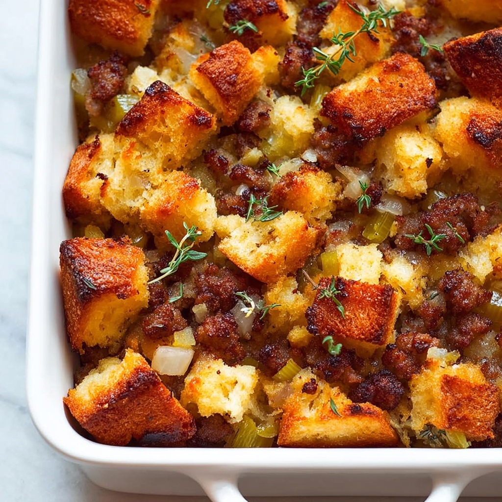 Sausage and Apple Pecan Stuffing Recipe - Recipe Image